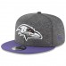 Men's Baltimore Ravens New Era Heather Gray/Purple 2018 NFL Sideline Home Graphite 9FIFTY Snapback Adjustable Hat 3058626